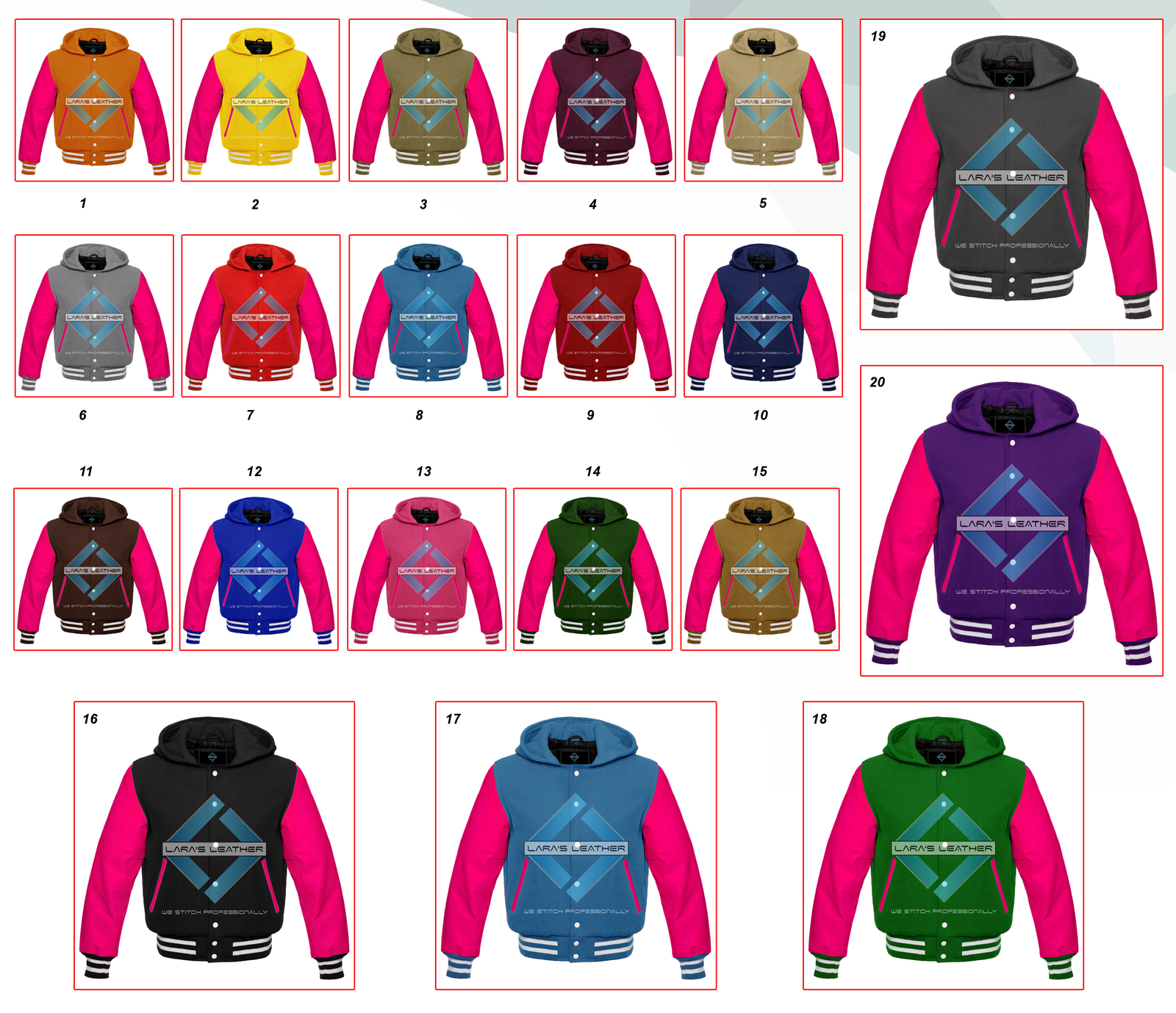High quality Letterman Baseball Varsity Hoodie & Real Hot Pink Leather Sleeves