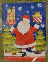 Debbie Mumm Santa w/ Presents Christmas Large Garden Flag 28&quot; x 40&quot; Trees NEW - £11.28 GBP