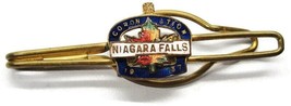 2 1/2&quot; 1937 Coronation Niagra Falls Vintage Neck Tie Bar Gold Tone - £66.42 GBP