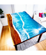 Ocean Wave Epoxy Resin Dining Table Luxury Bar Furniture Modern Office D... - $1,245.42
