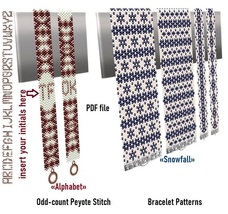 Cuff Bracelet patterns, Odd Peyote Stitch, Miyuki Delica and Preciosa, P... - $5.00+