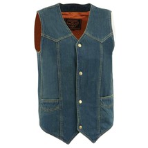 Men&#39;s Motorcycle Vest Classic Blue Denim Western Vest DM1310 - $736.95 MXN+