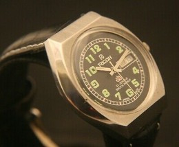 Vintage 1960&#39;s men&#39;s Ricoh automatic 21J calendar black sunburst dial wristwatch - £62.27 GBP