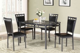 Essdorf 5 Piece Metal Dining Set and Chairs in PU Leather Upholstery - $1,068.00
