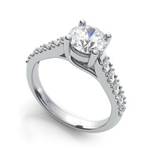 0.75CT Round Trellis Forever One Moissanite White Gold Ring With Diamonds - £778.49 GBP