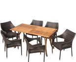 Christopher Knight Home Zoey | Outdoor 7-Piece Acacia Wood/Wicker Dining... - $761.99