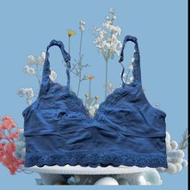 Gilly Hicks Lace Bralette S Blue Floral Adjustable Straps Cotton COMBINE... - $173.74 MXN