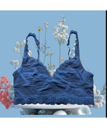 Gilly Hicks Lace Bralette S Blue Floral Adjustable Straps Cotton COMBINE... - $173.74 MXN