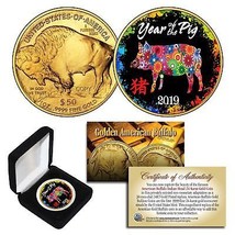 2019 Lunar New YEAR OF THE PIG 24K Gold Clad Buffalo Tribute Coin PolyCh... - £8.25 GBP