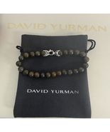 David Yurman .925 Sterling Silver Brown Bead Ball Bracelet 8mm - $494.98