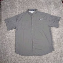 Columbia PFG Shirt Men XL Gray Tamiami Omni Shade Caped Vented Fishing - £17.63 GBP