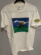 Vintage 80s CYCLING Tshirt-LIFELINK-Large White Cycling Bear’ Cotton S/S - £17.26 GBP