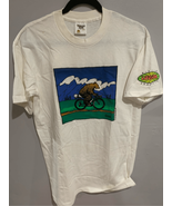 Vintage 80s CYCLING Tshirt-LIFELINK-Large White Cycling Bear’ Cotton S/S - £17.29 GBP