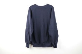 Vintage 70s Mens Size Large Blank Crewneck Sweatshirt Navy Blue USA Made 50/50 - £51.36 GBP