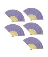 5pcs Orchid Paper Fans Lot of 5 Five Folding Hand Fan Lt Purple Wedding ... - €6,81 EUR