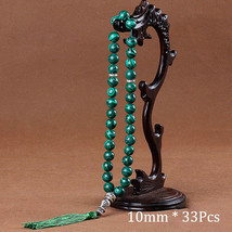 10mm Green Malachite Stone Bracelets Tassel Pendant 33 Prayer Beads Islamic Musl - £12.33 GBP