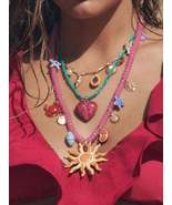 3-Piece Stainless Steel Star Sun Colorful Charm Necklace - $26.54