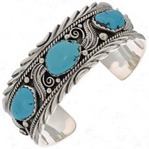 Navajo Sterling Silver Turquoise Cuff Bracelet Womens Mens Cuff sz6.5-8.5 - £386.87 GBP+