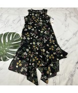 Calvin Klein Floral Midi Dress Size 10 New Black Green Flutter Hem Shift - $54.14 CAD