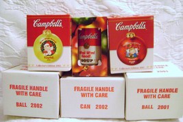 Campbell&#39;s Soup Collector&#39;s Edition Glass Christmas Ornaments - £14.38 GBP