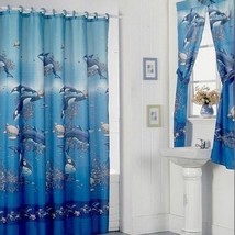 Orca Whales Sea Turtles Blue Ocean Shower Curtain Fabric Bath Window Set 72 in - £62.90 GBP
