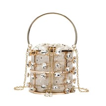   Bucket Bag Crystal Wedding Clutch Purse Evening Bag For Women  Small Party Han - £94.19 GBP