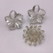 Vintage Buttons Clear Acrylic Faux Crystal Flowers Sunburst Lot Of 3  - £7.88 GBP