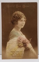Postcard RPPC England Tinted Lady Flowers 1916 Dumfries &amp; Glasgow Cancel B4  - £7.85 GBP
