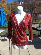 Nwt Talbots Red Pink Paisly Print Top Ps $49.50 - £16.23 GBP