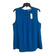 Soft Surroundings Womens Shirt Adult Size Large Blue Pleats Sleeveless NEW - £30.29 GBP