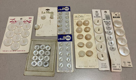 Sewing Buttons White Round Assorted Cards Classic Basic Styles Lot of 9  - $8.88