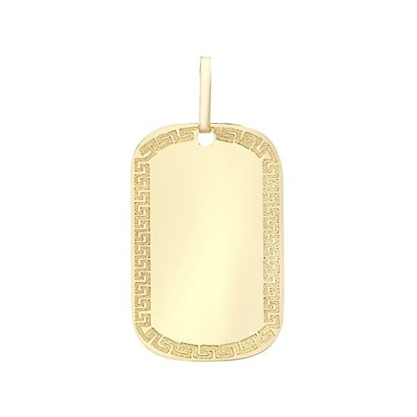 Carissima Gold 9 ct Yellow Gold with Greek Key Edged Dog Tag Pendant of ... - $238.00