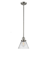 Mini Pendant Cone 8&quot; Brushed Satin Nickel Franklin Restoration Clear 201... - $249.62 CAD