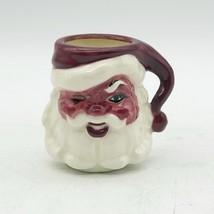 Vintage 1960s Hand painted Winking Santa Head Mug 3.25&quot; Tall - $19.99