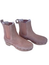 J. Crew Women Faux Fur Lined Clog Boots Size 8.5 Suede Chelsea Light Pink - £66.02 GBP