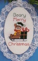 Vintage Cross Stitch Kit Beary Merry Xmas Lace Ornament Designs Needle Christmas - £13.96 GBP