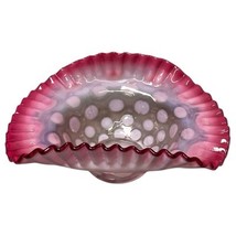 Vintage Fenton Bowl Cranberry Opalescent Coin Dot Pie Crust Edge Ruffled... - $60.00