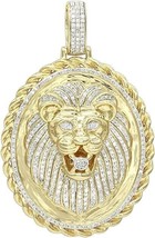 Christmas 14K Yellow Gold Plated 1.00Ct Simulated Diamond  Lion Head Pendant - £81.40 GBP