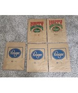 Vintage 3 Kroger Grocery Store Paper Bag With 2 Happy Holidays From Your... - $49.00