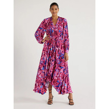 Scoop Women’s Pleated Handkerchief Hem Dress with Long Sleeves - Large (... - $24.99