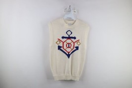 Deadstock Vintage 90s Streetwear Womens Large Nautical Boat Anchor Sweater Vest - £46.62 GBP