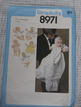 Simplicity Pattern 8971 Babies Dress, Bonnet &amp; Romper Size Newborn Vintage - £5.53 GBP
