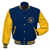  DSHARKS Milwaukee Brewers Varsity Jacket – Royal Blue Wool &amp; Yellow Lea... - $150.00+
