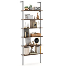 6-tier Ladder Shelf 72 Inches Industrial Wall Mounted Bookshelf-Rustic B... - $1,450.77 MXN