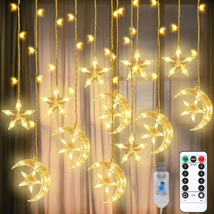 Ramadan Decorations, 150 LED Ramadan Curtain Lights, Plug-In Fairy Star String L - £28.43 GBP