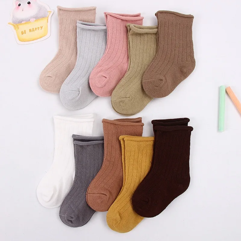 Play 5pairs/lot Baby Socks Play Boys Girl Autumn Winter Warm Sock Ribbed Solid C - £23.60 GBP