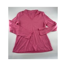 Talbots Tshirt Womens Large Pink Long Sleeve Pullover V Neck Pima Cotton - $12.20