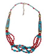 Canyon Sky Southwestern Red Turquoise Beaded Necklace - $15.84