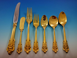 Golden Grande Baroque by Wallace Sterling Silver Flatware Set Dinner 57 pcs Gold - £4,075.51 GBP