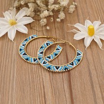 Beaded Earring Jewelry  Stainless Steel Hoop Earrings For Women Handmade Miyuki  - £17.29 GBP